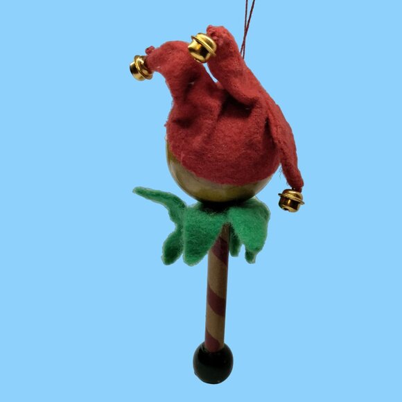 Jester Christmas Ornament Elf clown Baton Wood Grannycore - Picture 5 of 6